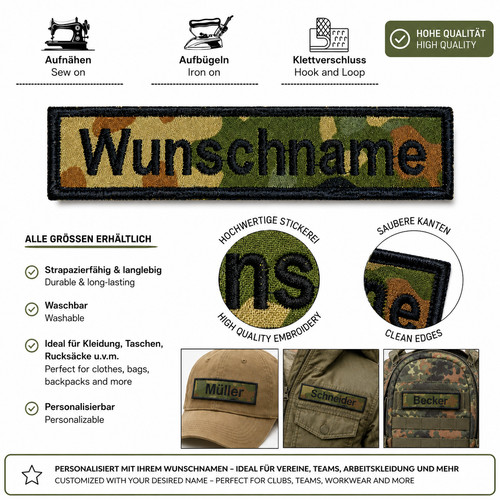 Namensschild gestickt - namensschild,