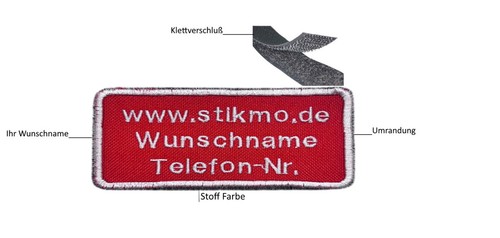 Namensschild name gestickt - name,